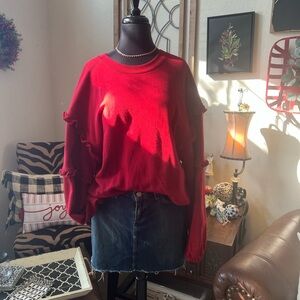 Rebecca Minkoff Red Ruffle Sweatshirt